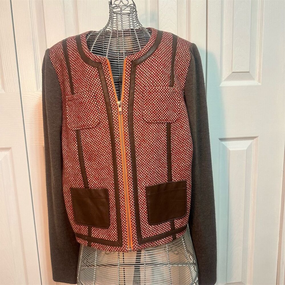Hinge Women's Zip Front Sweater Jacket Standard Multicolor Long Sleeve Casual M